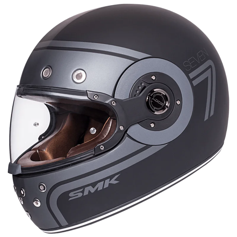 SMK Retro seven MA 260 Matt Black Grey Helmet