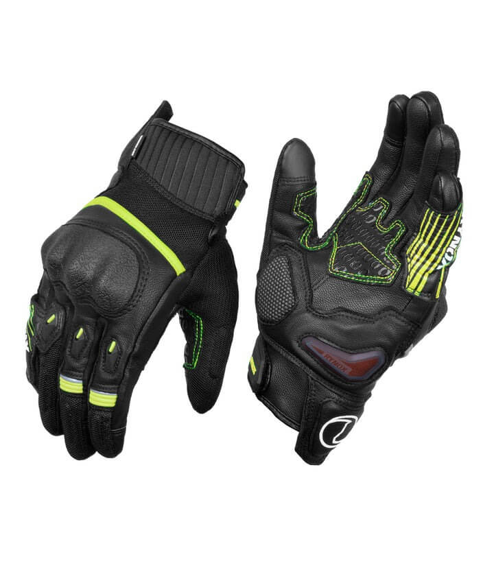 Rynox tornado Pro 4 Black Hiviz Green Gloves