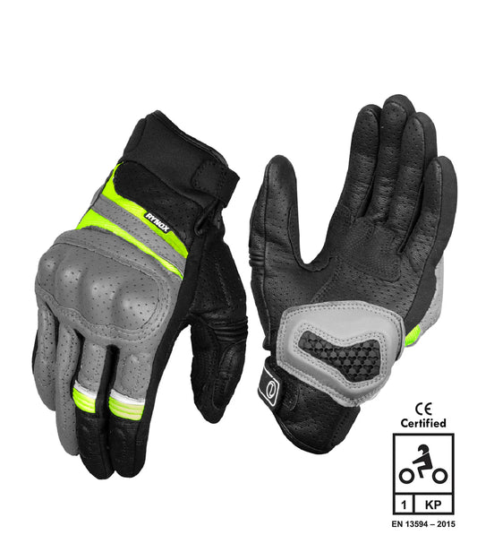 Rynox Air GT SP Grey Hi-Viz Green Gloves - AH Helmets
