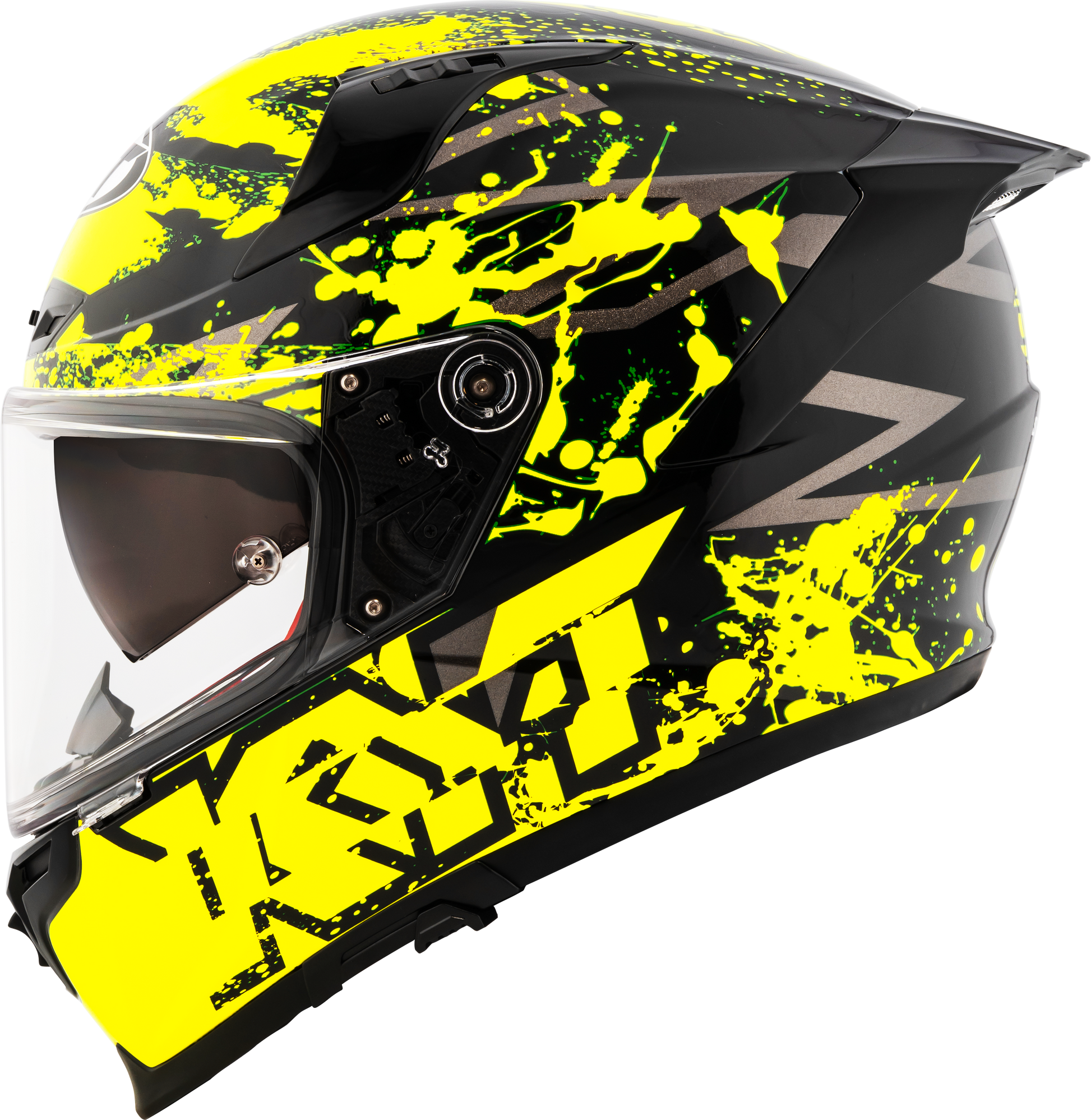 KYT Striker 2V Nutron Gloss Black Yellow Helmets - AH Helmets