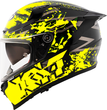 KYT Striker 2V Nutron Gloss Black Yellow Helmets - AH Helmets