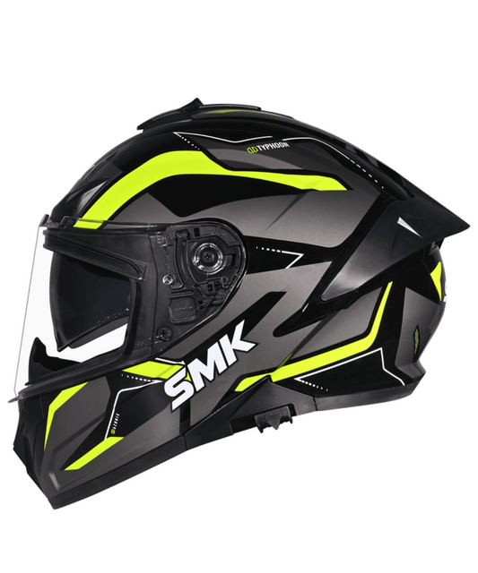 SMK Typhoon Azonix Gloss Black Hiviz yellow(GL 264) Helmet ECE 22-06