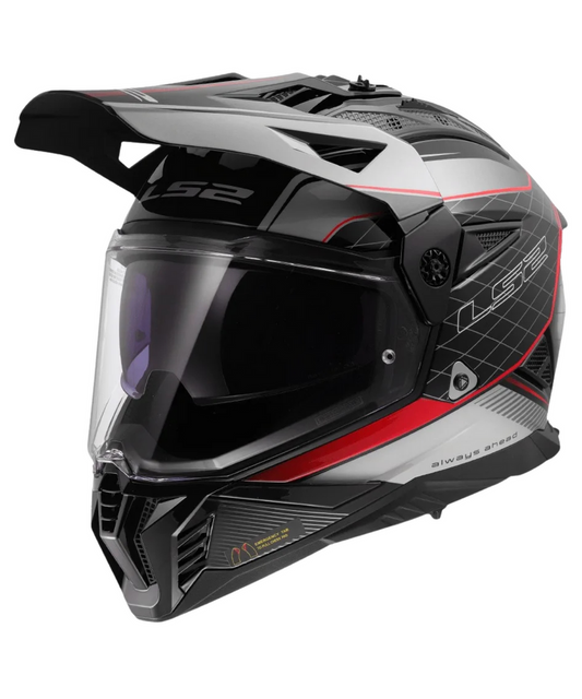 LS2 MX436 Pioneer II 100th Gloss Black Light Grey Red - 06