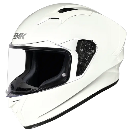SMK Stellar Sports Solid Gloss White Helmet (GL100) - AH Helmets
