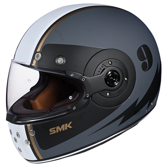 SMK Retro Ranko Electro Grey White Gloss (GL621) Helmet